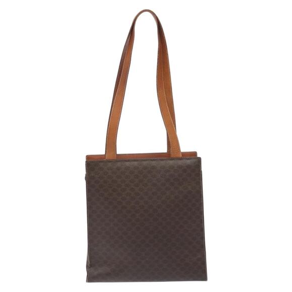 CELINE Macadam Canvas Shoulder Bag Pvc Leather Brown Gold - Picture 3 of 12